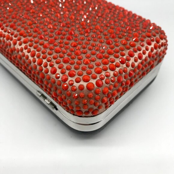 Diane von Furstenberg Bright Coral Small Crystal Embellished Convertible Clutch - Picture 8 of 10